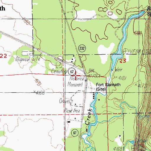 Topographic Map of Fort Klamath Junction, OR