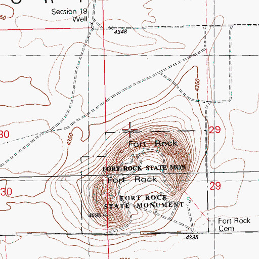 Topographic Map of Fort Rock, OR