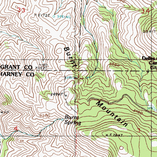 Topographic Map of Forty-five Spring, OR