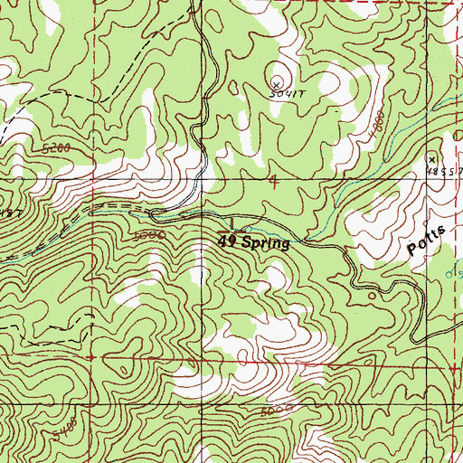 Topographic Map of Fortynine Spring, OR