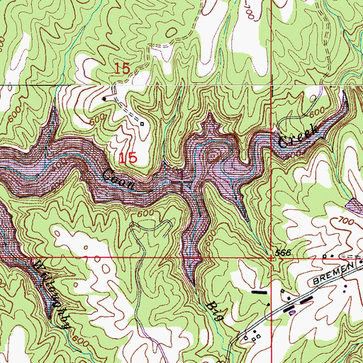 Topographic Map of Big Branch, AL