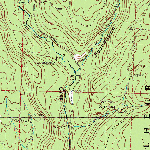 Topographic Map of Foundation Creek, OR