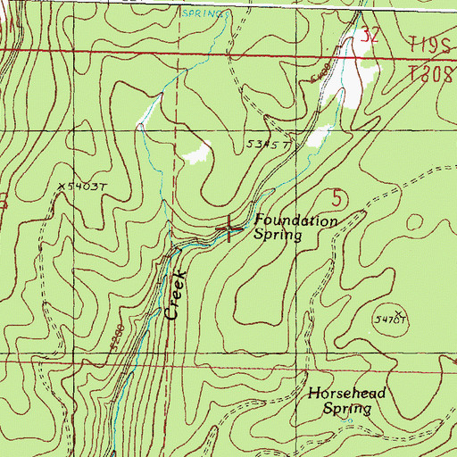 Topographic Map of Foundation Spring, OR