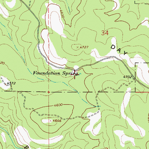 Topographic Map of Foundation Spring, OR