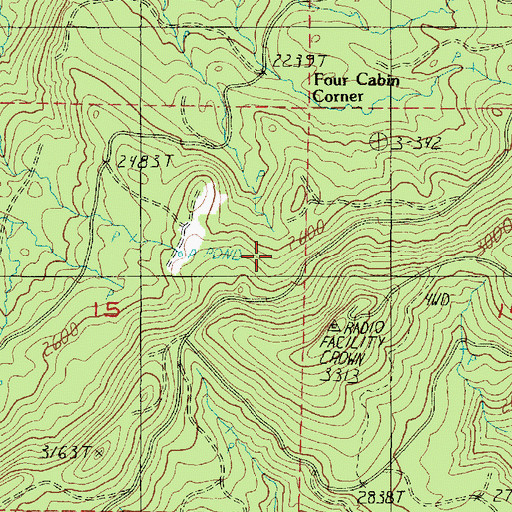 Topographic Map of Four Cabin Corner, OR
