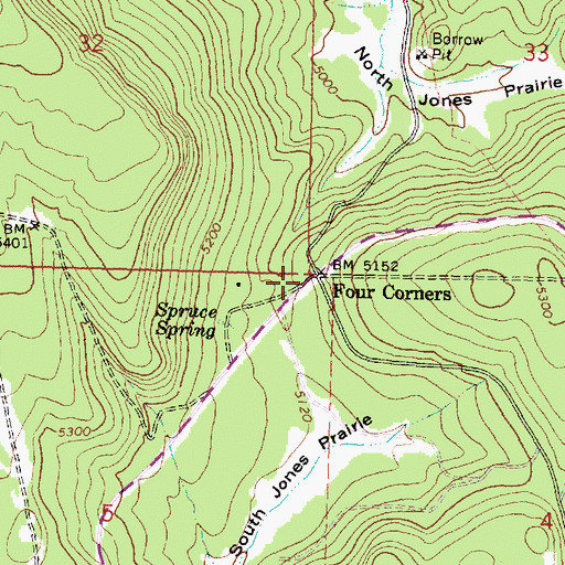 Topographic Map of Four Corners, OR