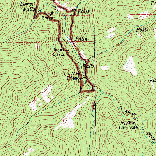 Topographic Map of Four One Half Mile Bridge, OR
