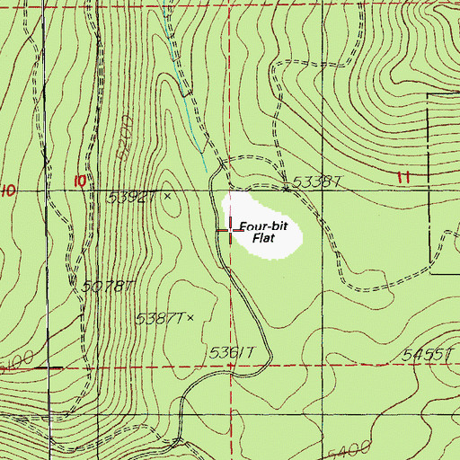 Topographic Map of Four-bit Flat, OR