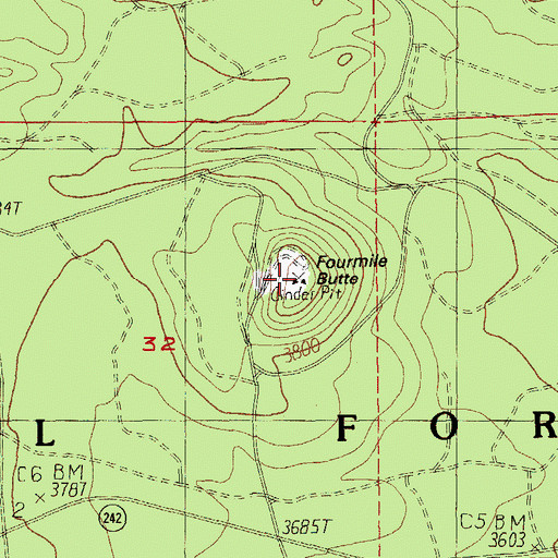 Topographic Map of Fourmile Butte, OR
