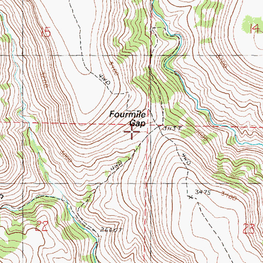 Topographic Map of Fourmile Gap, OR