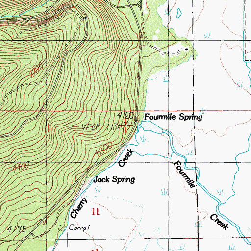 Topographic Map of Fourmile Spring, OR