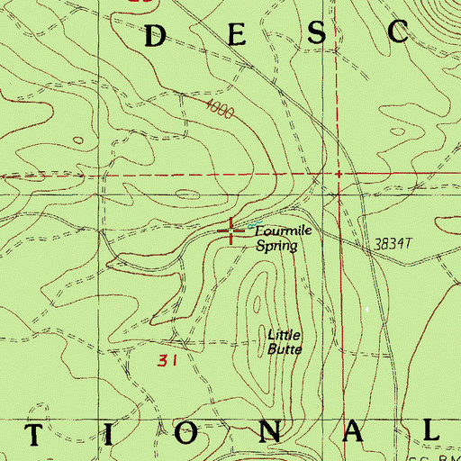 Topographic Map of Fourmile Spring, OR