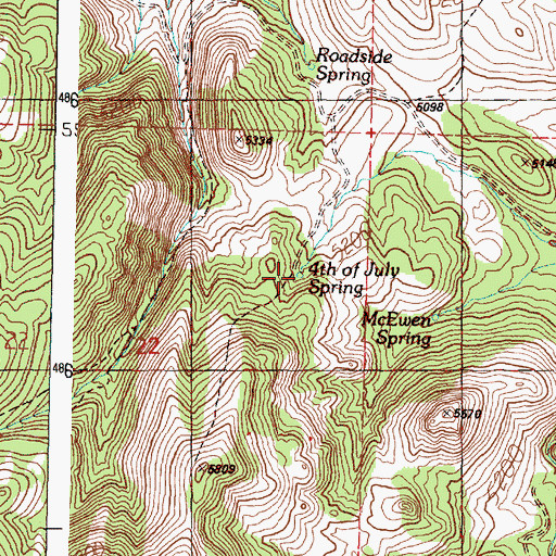 Topographic Map of Fourth of July Spring, OR