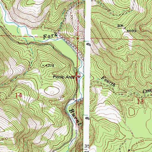 Topographic Map of Fourth Creek, OR