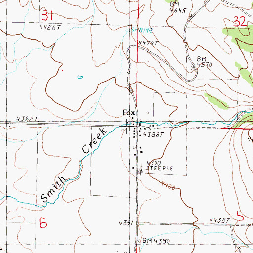 Topographic Map of Fox, OR