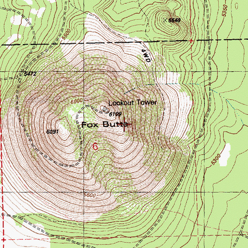 Topographic Map of Fox Butte, OR