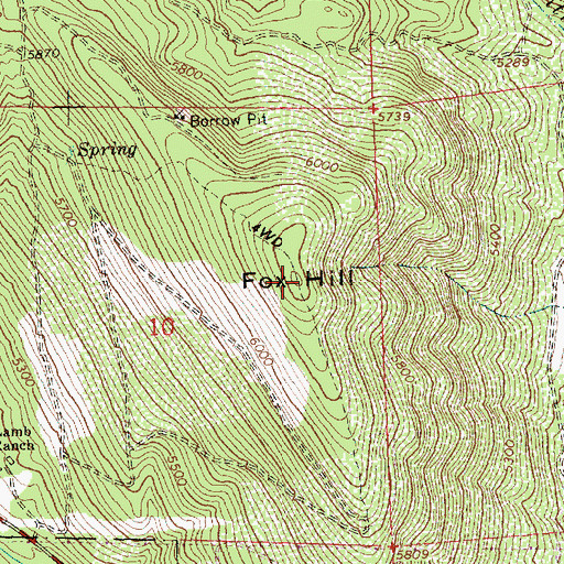 Topographic Map of Fox Hill, OR