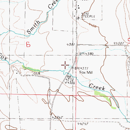 Topographic Map of Fox Mill, OR