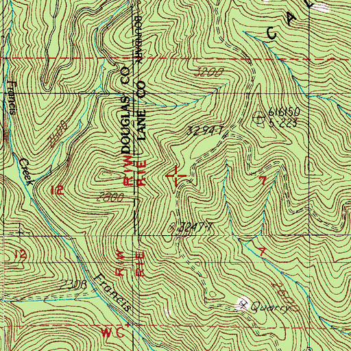 Topographic Map of Francis Way, OR