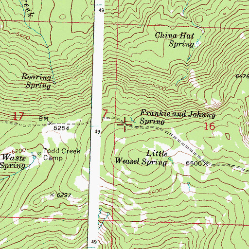 Topographic Map of Frankie and Johnny Spring, OR