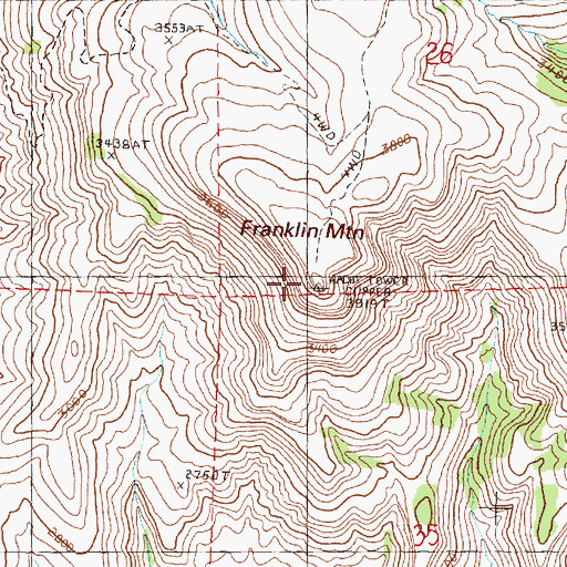 Topographic Map of Franklin Mountain, OR