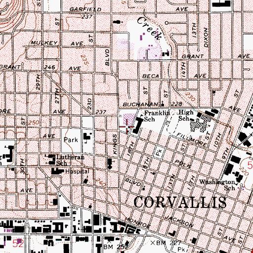 Topographic Map of Franklin School, OR