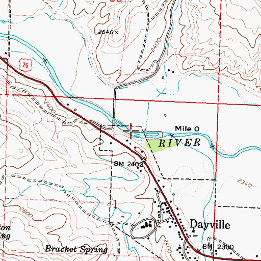 Topographic Map of Franks Creek, OR