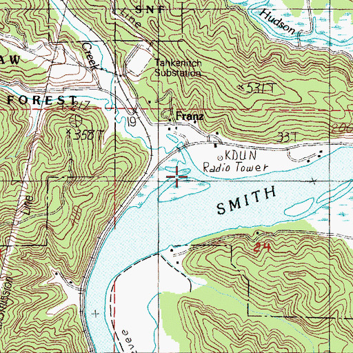 Topographic Map of Frantz Creek, OR