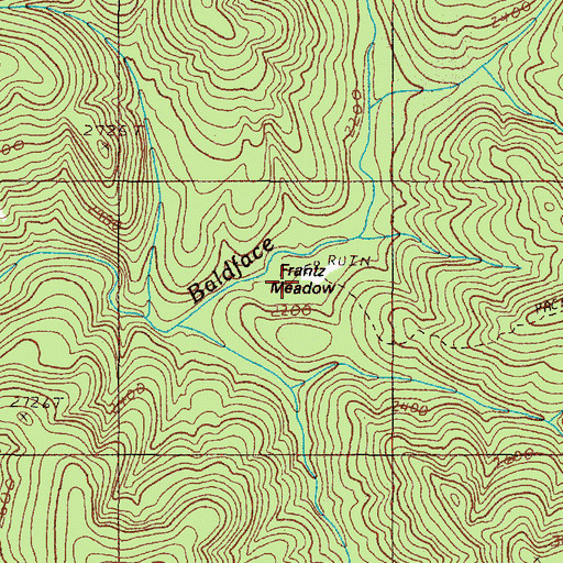 Topographic Map of Frantz Meadow, OR