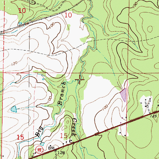 Topographic Map of Big Branch, AL