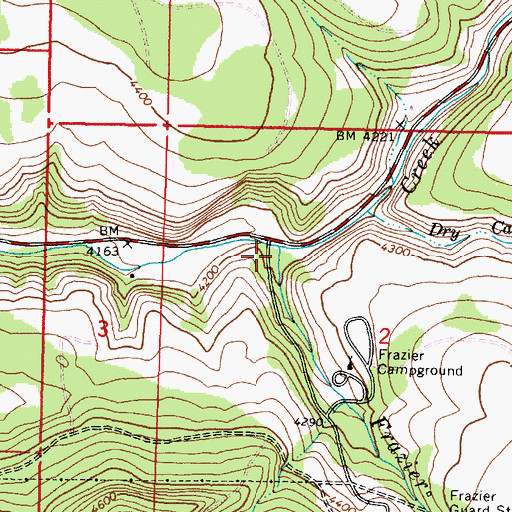 Topographic Map of Frazier Creek, OR