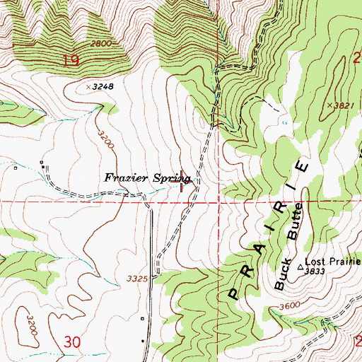 Topographic Map of Frazier Spring, OR
