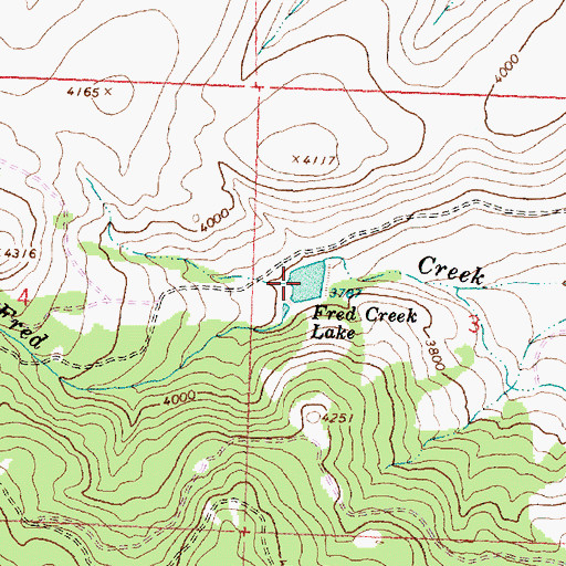 Topographic Map of Fred Creek Lake, OR