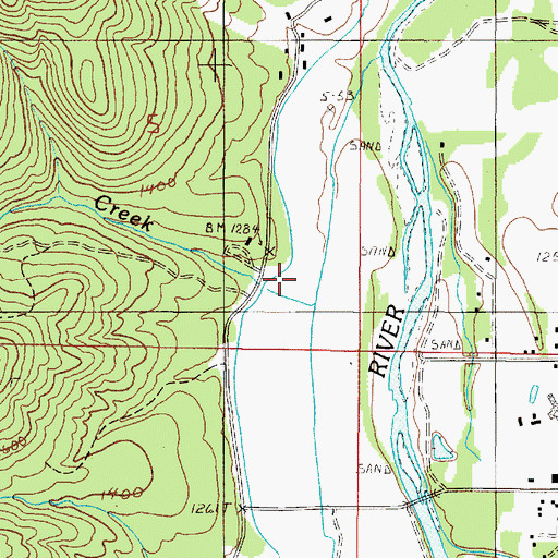 Topographic Map of Free and Easy Creek, OR
