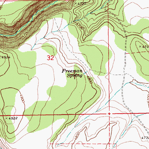 Topographic Map of Freeman Spring, OR