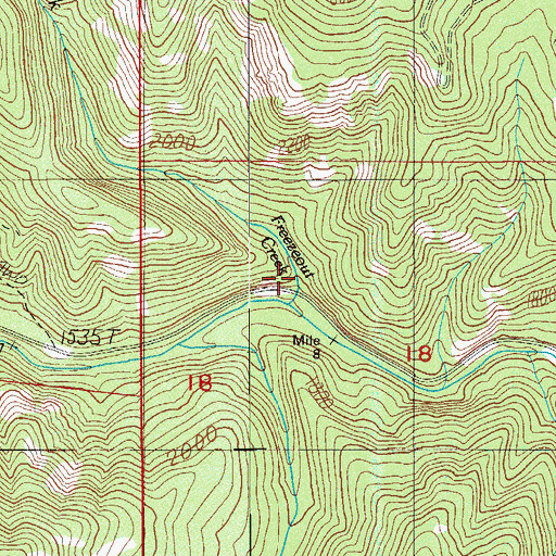 Topographic Map of Freezeout Creek, OR