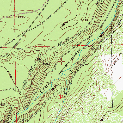 Topographic Map of Fremont Meadow, OR
