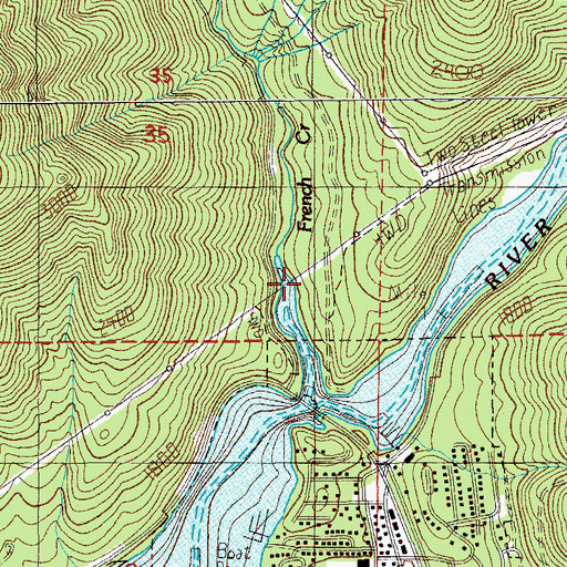 Topographic Map of French Creek, OR