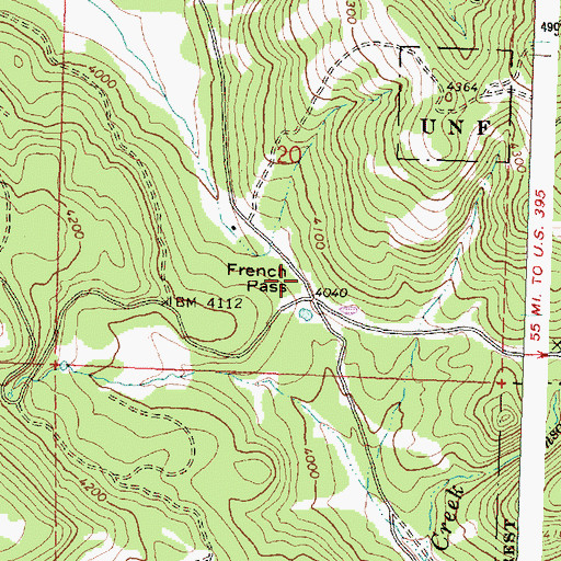 Topographic Map of French Pass, OR