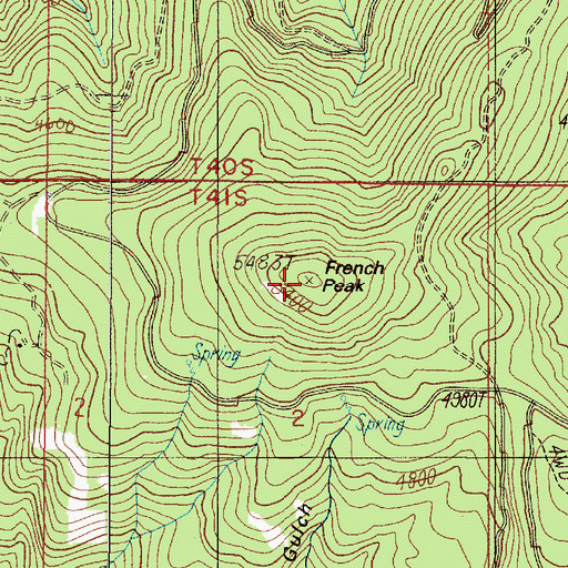 Topographic Map of French Peak, OR