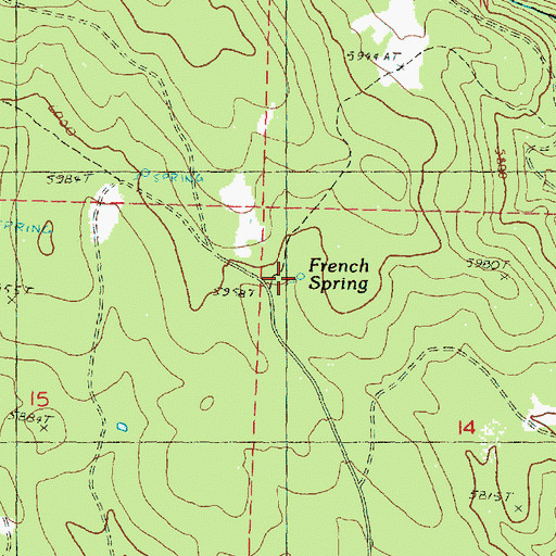 Topographic Map of French Spring, OR