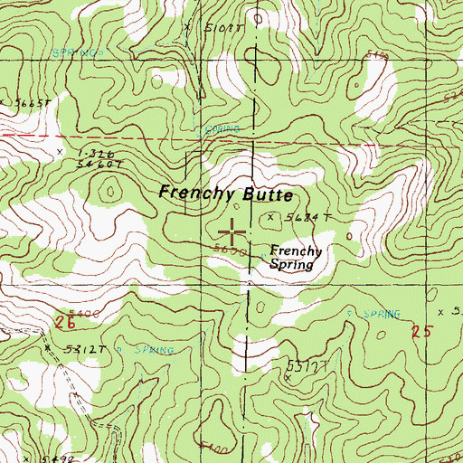 Topographic Map of Frenchy Butte, OR