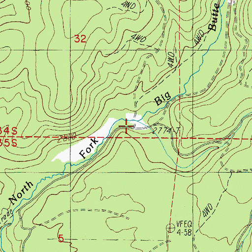 Topographic Map of Friese Creek, OR