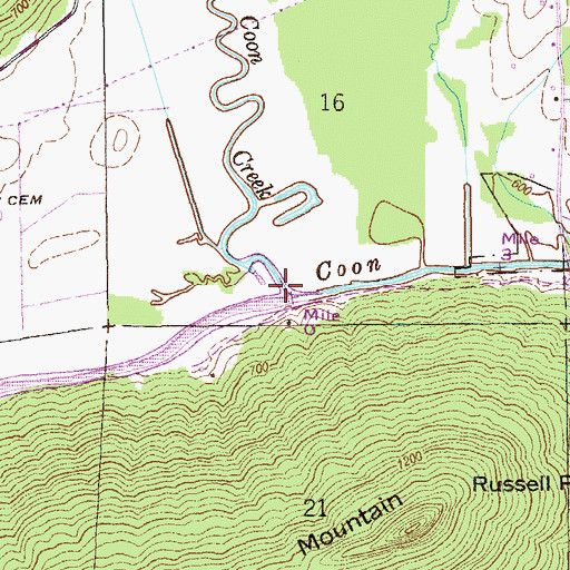 Topographic Map of Big Coon Valley, AL
