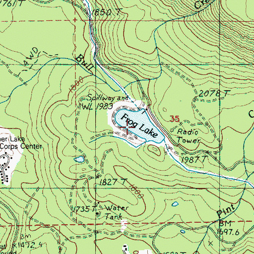 Topographic Map of Frog Lake, OR