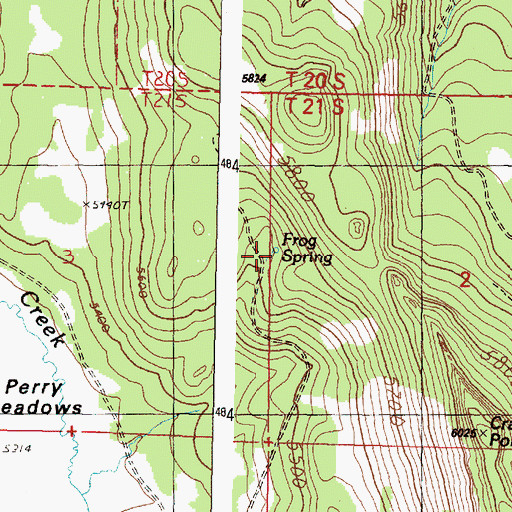 Topographic Map of Frog Spring, OR