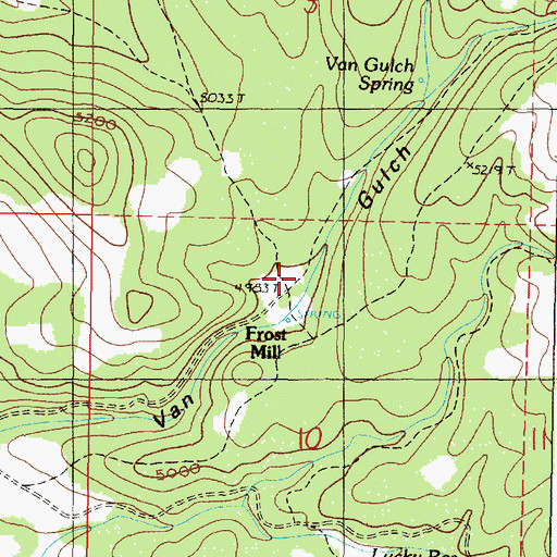 Topographic Map of Frost Mill, OR