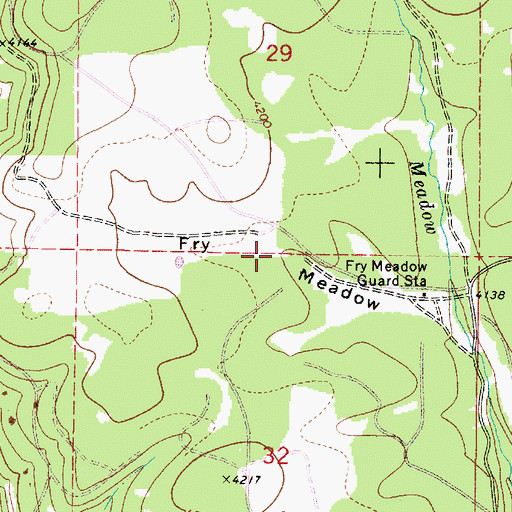 Topographic Map of Fry Meadow, OR