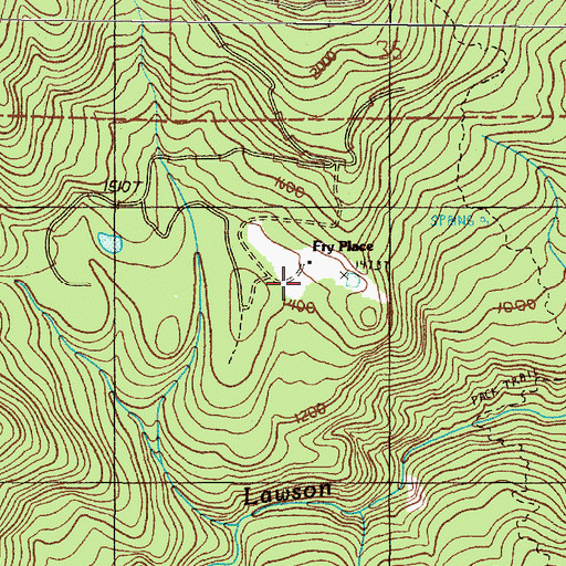 Topographic Map of Fry Place, OR