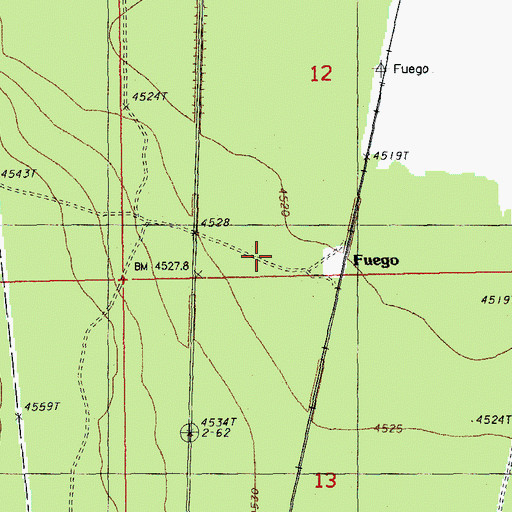 Topographic Map of Fuego, OR